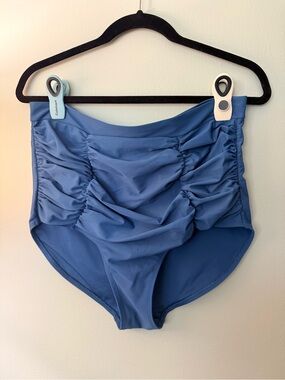 Shapermint Women’s High-Waist Ruched Swim Bottoms - Blue 2XL